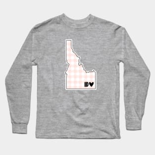 USA States: Idaho (pink plaid) Long Sleeve T-Shirt